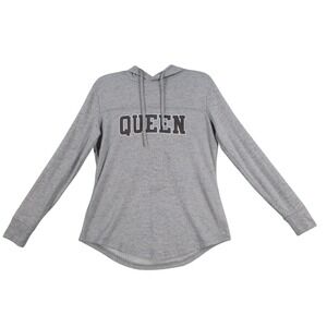Infinite Performance Womens Queen Graphic Hoodie Gray Heathered Sweatshirt Small